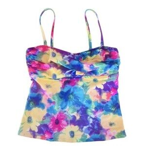 Sunsets Multicolor Floral Underwire Tankini Swim Top, Size Small